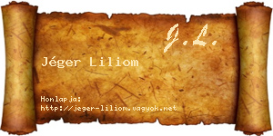 Jéger Liliom névjegykártya